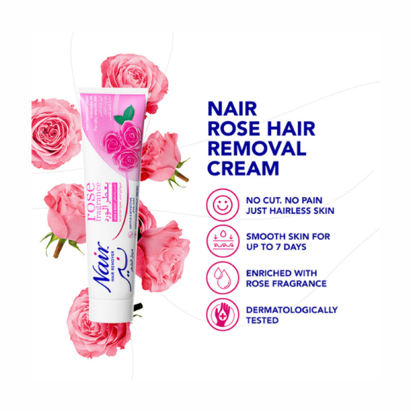 Nair Unwanted Hair Removal Cream with Rose Fragrance (110gm)